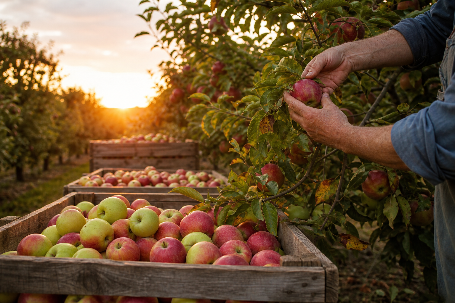 Zem orchard at sunset